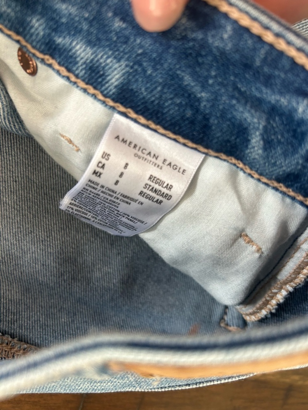 American Eagle Light Blue Distressed Mom Jeans - Picture 5 of 5
